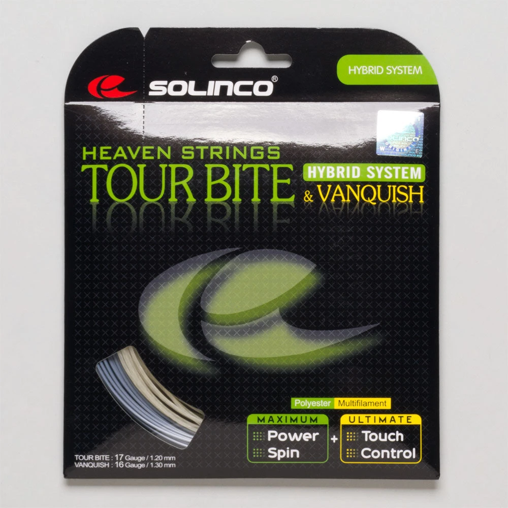 Solinco Tour Bite 17 + Vanquish 16 Hybrid 1 Solinco Tour Bite 17 + Vanquish 16 Hybrid