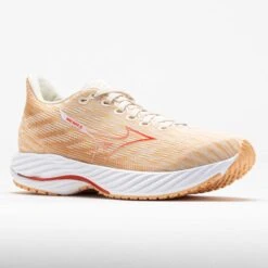 Mizuno Wave Rider 28 Women's Pristine/Spicy Orange -Holabird Sports Store 041663 5