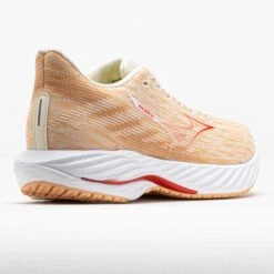 Mizuno Wave Rider 28 Women's Pristine/Spicy Orange -Holabird Sports Store 041663 6