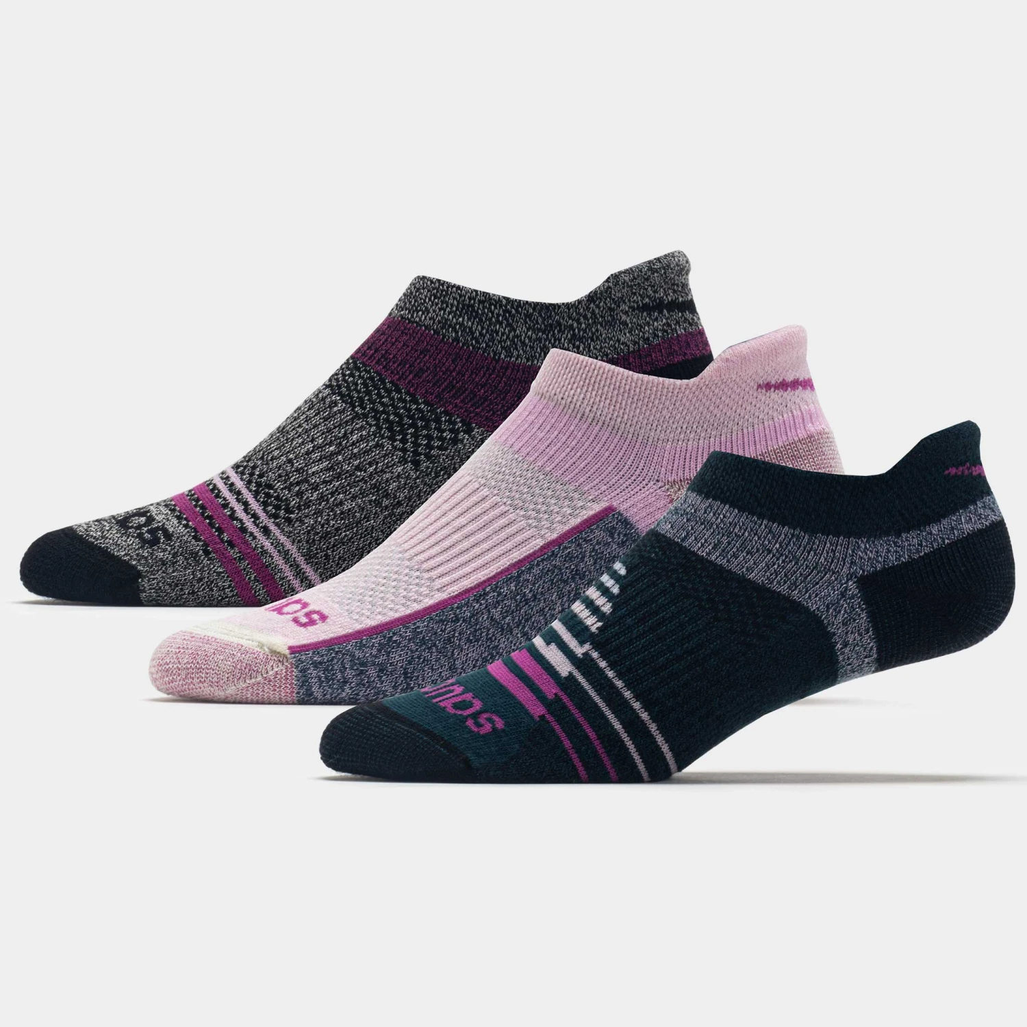Saucony Inferno Merino Wool No Show Tab Socks 3 Pack 3 Saucony Inferno Merino Wool No Show Tab Socks 3 Pack - Image 3