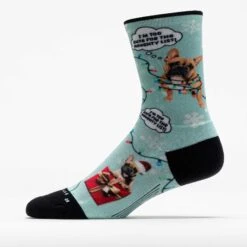 Feetures Elite Light Cushion Mini Crew Sock Santa Paws Edition