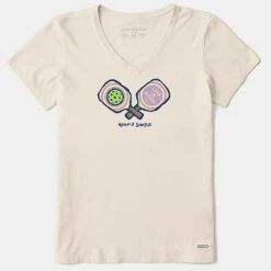 Life Is Good Keep It Simple Pickleball V-Neck Crusher Tee Women's -Holabird Sports Store 700633 049 1