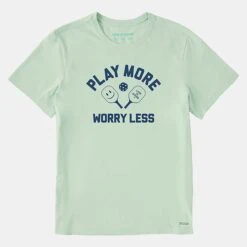 Life Is Good Play More Worry Less Pickleball Crusher Tee Men's -Holabird Sports Store 700636 340 1