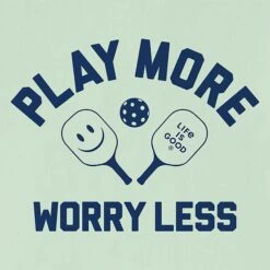 Life Is Good Play More Worry Less Pickleball Crusher Tee Men's -Holabird Sports Store 700636 340 2