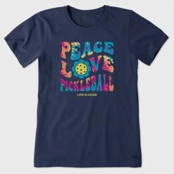Life Is Good Groovy Peace Love Pickleball Short Sleeve Women's -Holabird Sports Store 700650 754 1