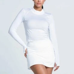 Lucky In Love Mock Neck Hip Fit Long Sleeve Women's