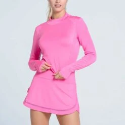 Lucky In Love Mock Neck Hip Fit Long Sleeve Women's -Holabird Sports Store 758489 695 1