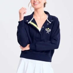 Ame & Lulu Tennis Warmup Pullover Women's 9 Ame & Lulu Tennis Warmup Pullover Women's -Holabird Sports Store 758627 310 1